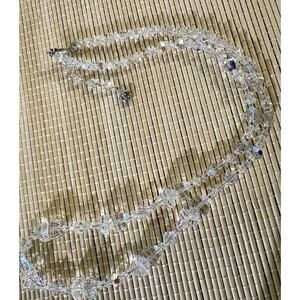 Vintage Vendome Aurora Borealis faceted crystal glass bead necklace 28” Signed